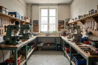Atelier de production avec machines et outils