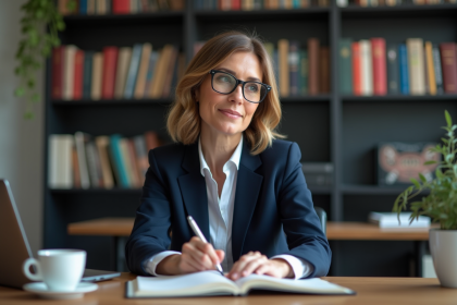 Femme d'affaires concentrée dans un bureau moderne