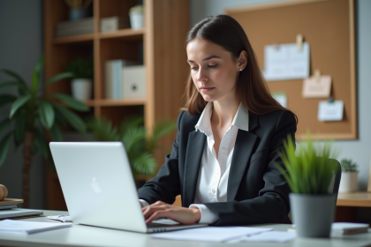 Jeune femme professionnelle au bureau à domicile