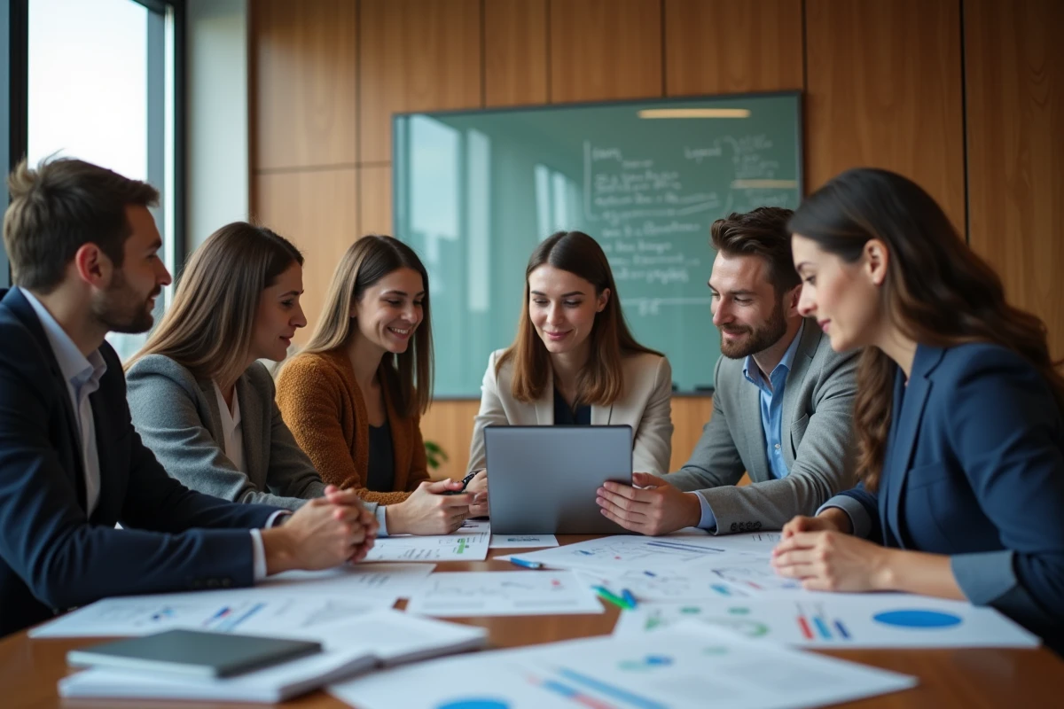 Groupe de jeunes professionnels collaborant autour d