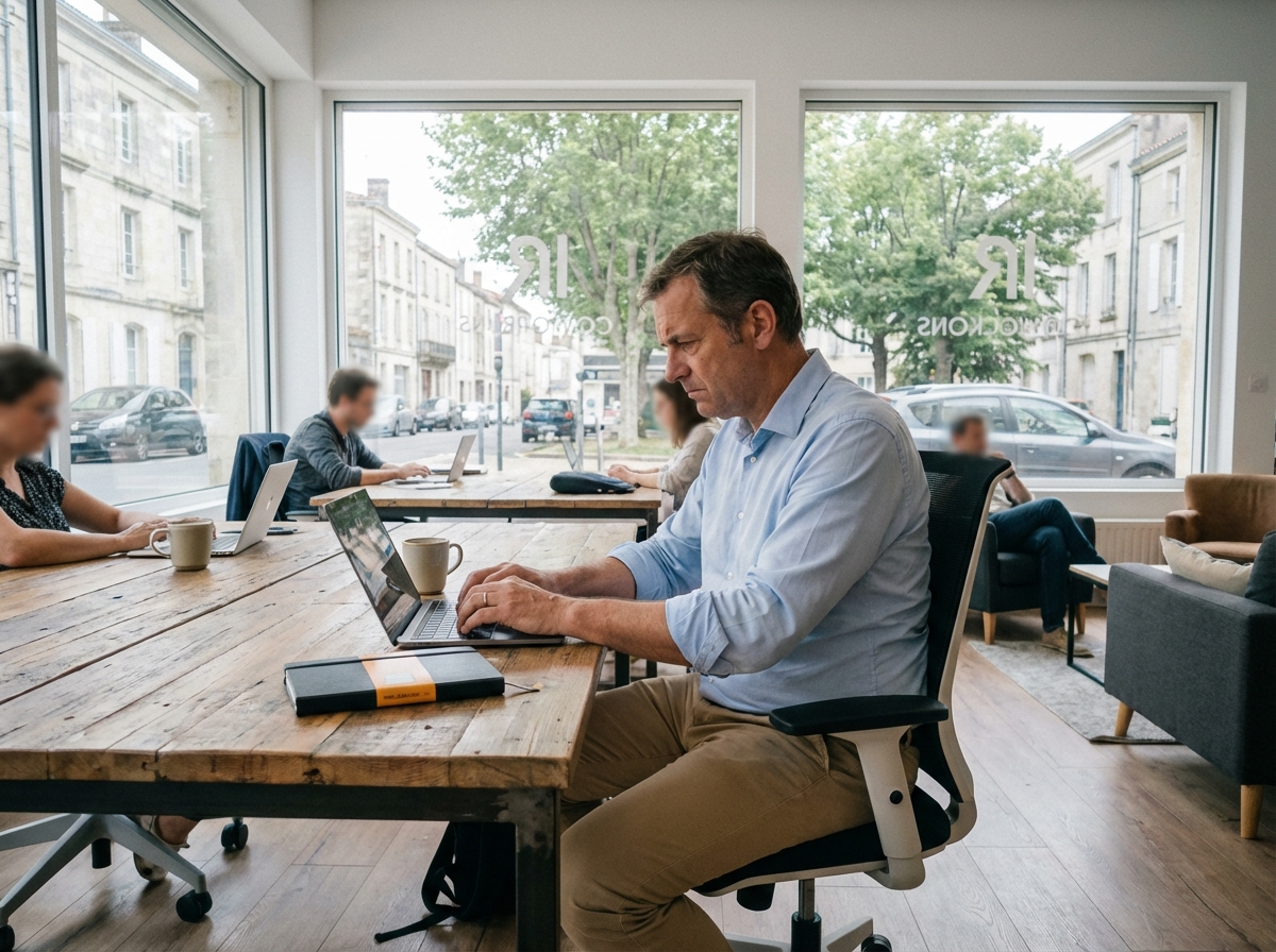 Homme concentré travaillant dans un espace coworking