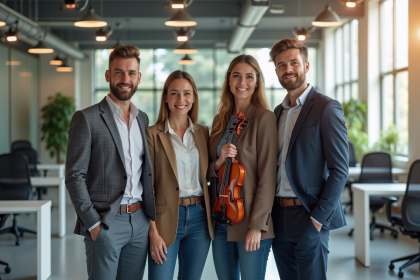 Groupe de professionnels variés dans un espace lumineux